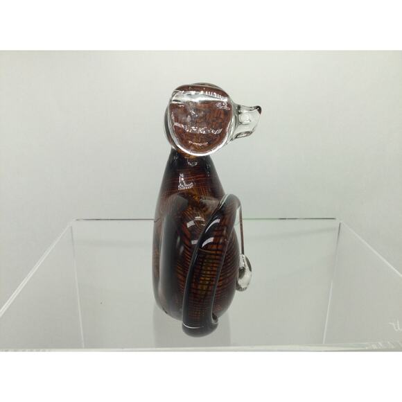 VTG Amber Filigrana Glass Dog Figurine paperweight - Picture 4 of 8